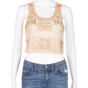Embellished Mesh Cropped Tank